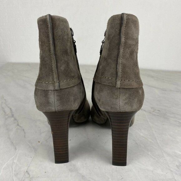 GEOX Ankle Boots Suede Bootie Taupe Size Zip Heels - Picture 6 of 12